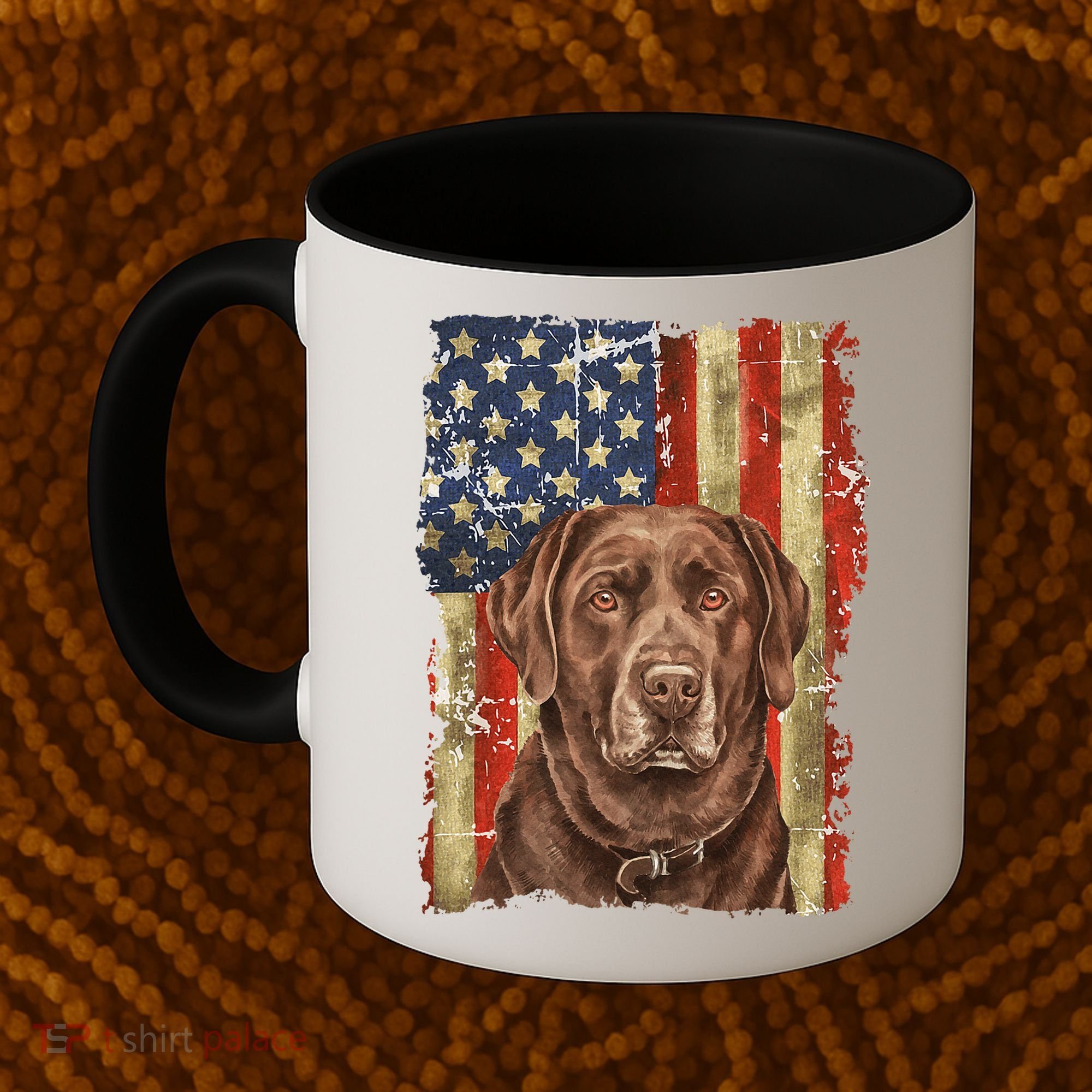 Chocolate Lab With USA Flag Gift  Coffee Mug