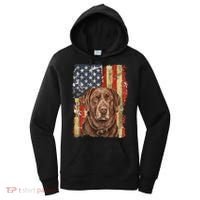 Chocolate Lab With USA Flag Gift  Women's Hoodie thumb 0