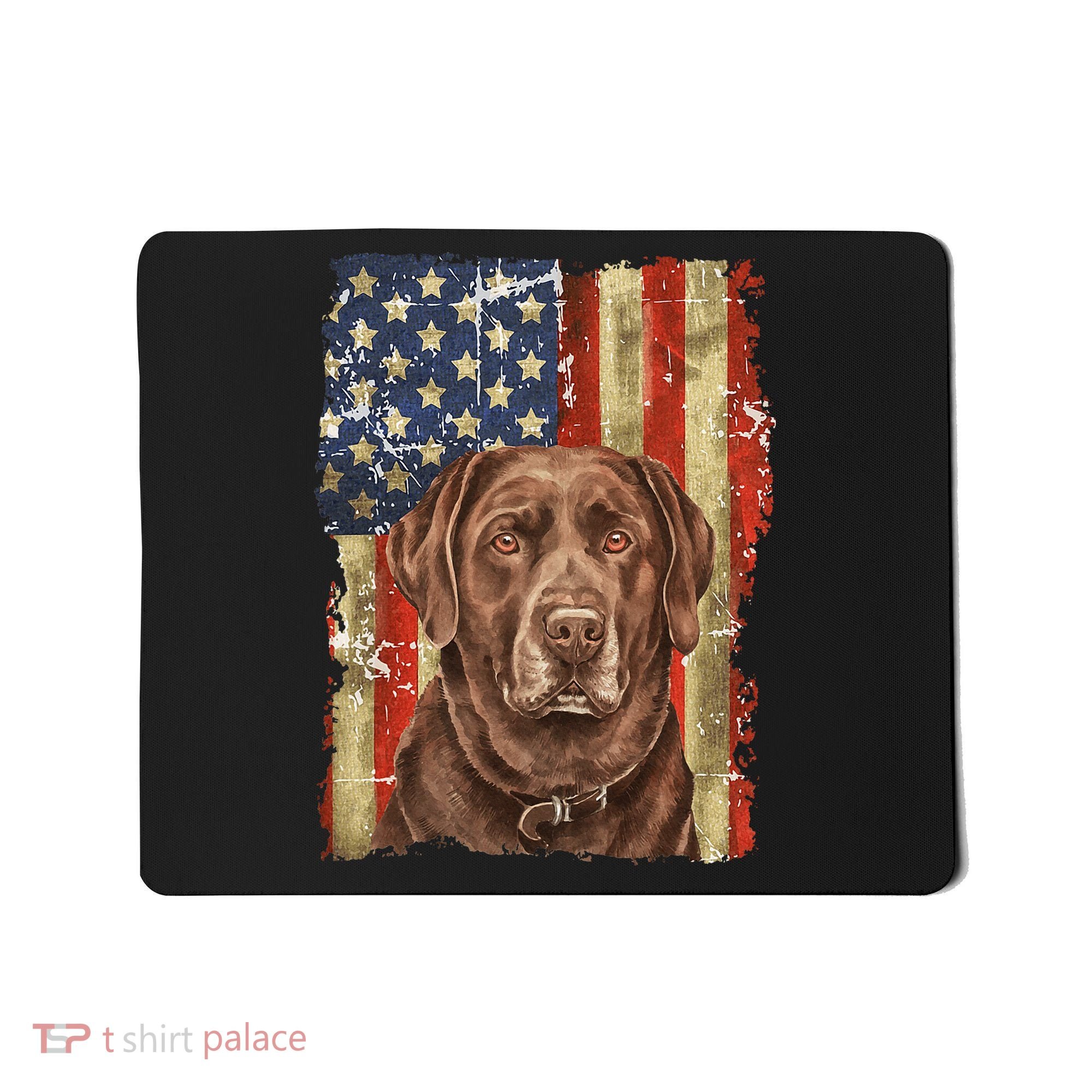 Chocolate Lab With USA Flag Gift  Mousepad