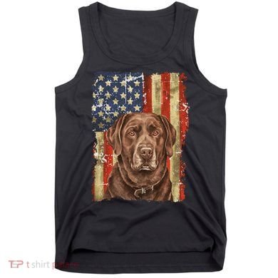 Chocolate Lab With USA Flag Gift  Tank Top