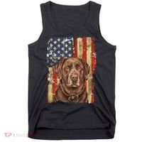 Chocolate Lab With USA Flag Gift  Tank Top thumb 0
