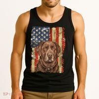 Chocolate Lab With USA Flag Gift  Tank Top thumb 3