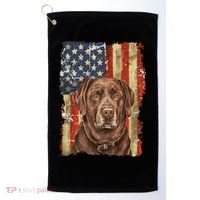 Chocolate Lab With USA Flag Gift  Golf Towel thumb 0