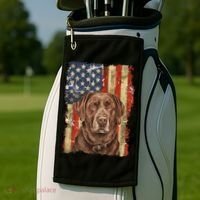 Chocolate Lab With USA Flag Gift  Golf Towel thumb 2