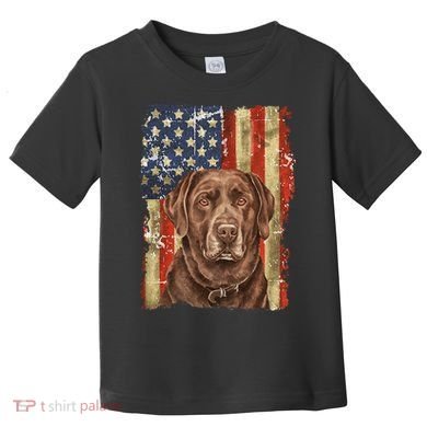 Chocolate Lab With USA Flag Gift  Toddler T-Shirt