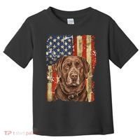 Chocolate Lab With USA Flag Gift  Toddler T-Shirt thumb 0