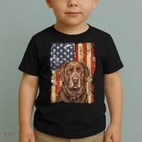 Chocolate Lab With USA Flag Gift  Toddler T-Shirt thumb 2