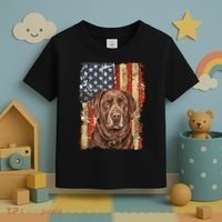 Chocolate Lab With USA Flag Gift  Toddler T-Shirt thumb 3