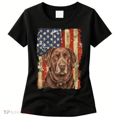 Chocolate Lab With USA Flag Gift  Women's T-Shirt