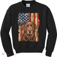 Chocolate Lab With USA Flag Gift  Kids Sweatshirt thumb 0