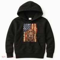 Chocolate Lab With USA Flag Gift  Kids Hoodie thumb 0