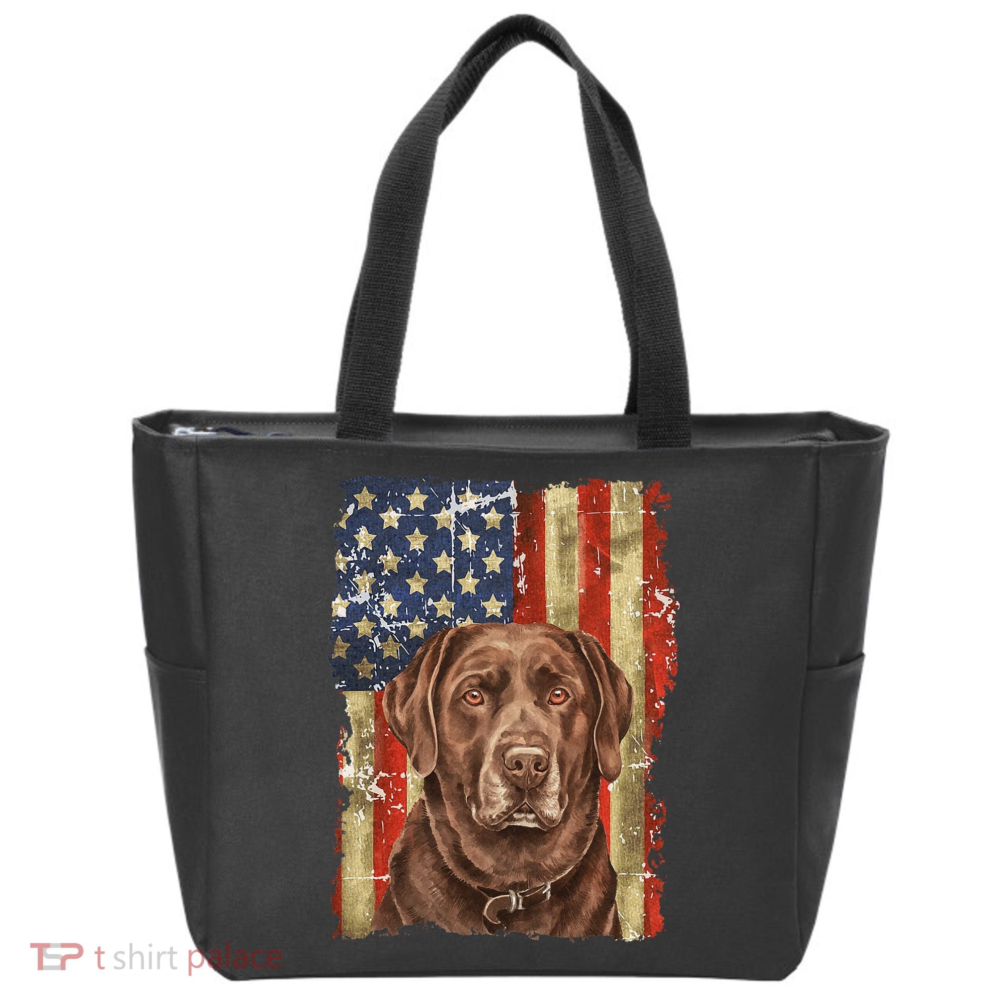 Chocolate Lab With USA Flag Gift  Tote Bag