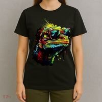 Colorful Lizard With Sunglasses T-Shirt thumb 4