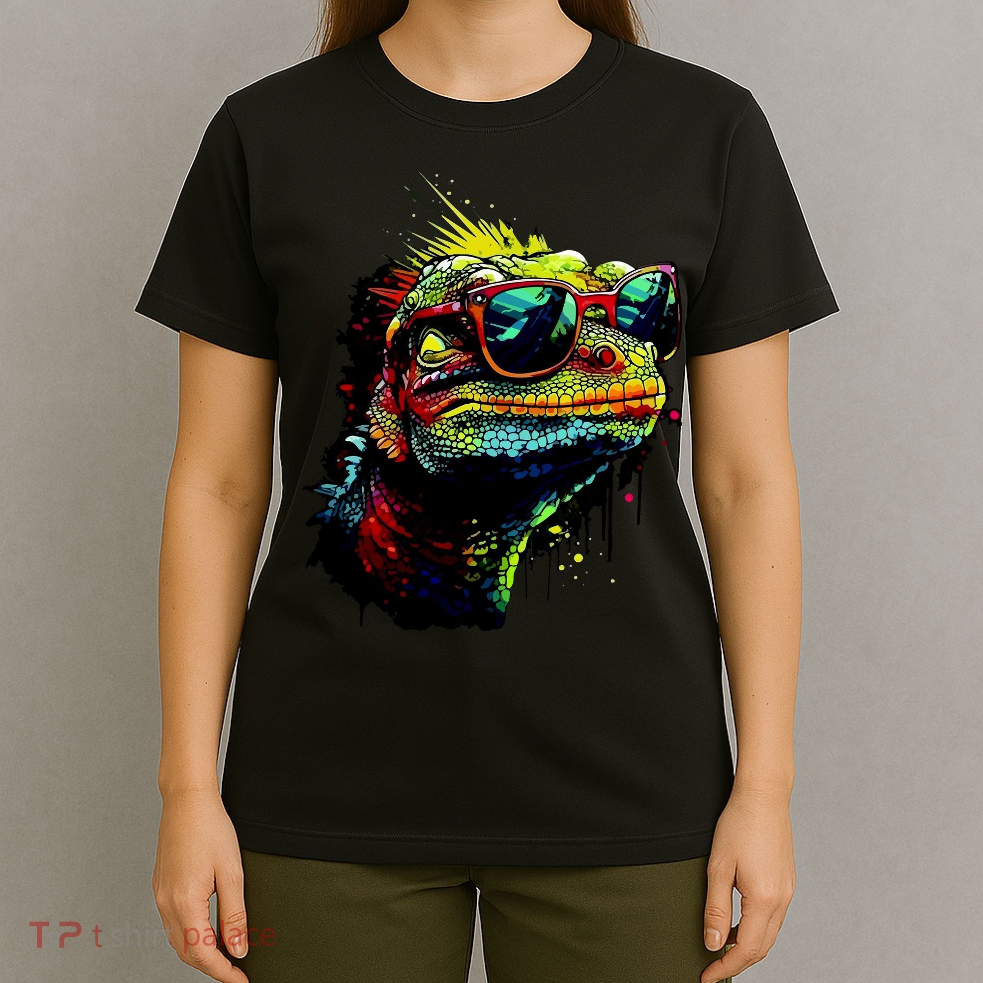 Colorful Lizard With Sunglasses T-Shirt