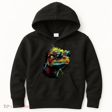 Colorful Lizard With Sunglasses Kids Hoodie