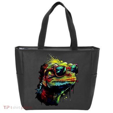 Colorful Lizard With Sunglasses Tote Bag