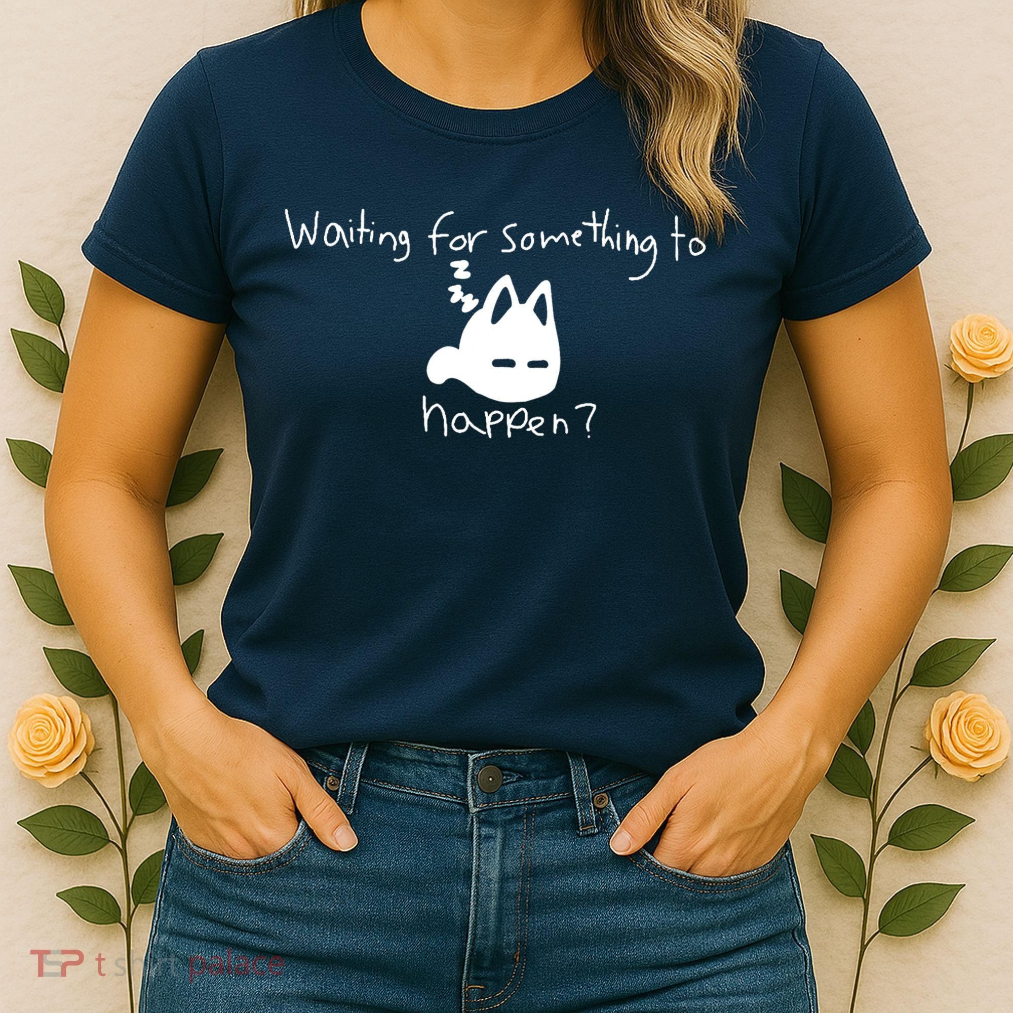 Cat Lover Waiting For Something To Happen Omori Cat Inspired Women's T-Shirt