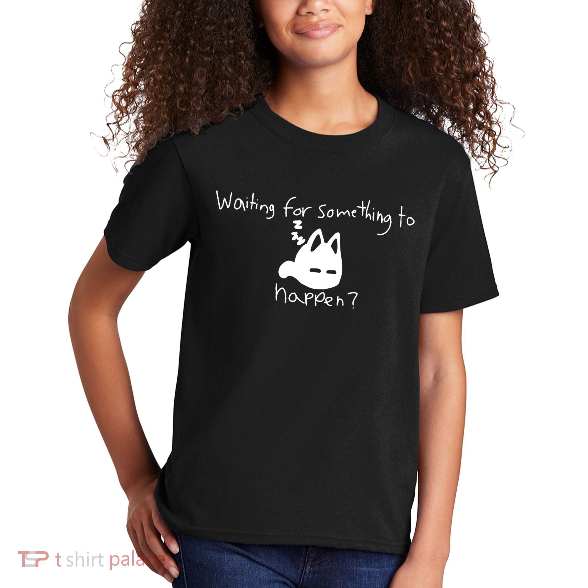 Cat Lover Waiting For Something To Happen Omori Cat Inspired Kids T-Shirt