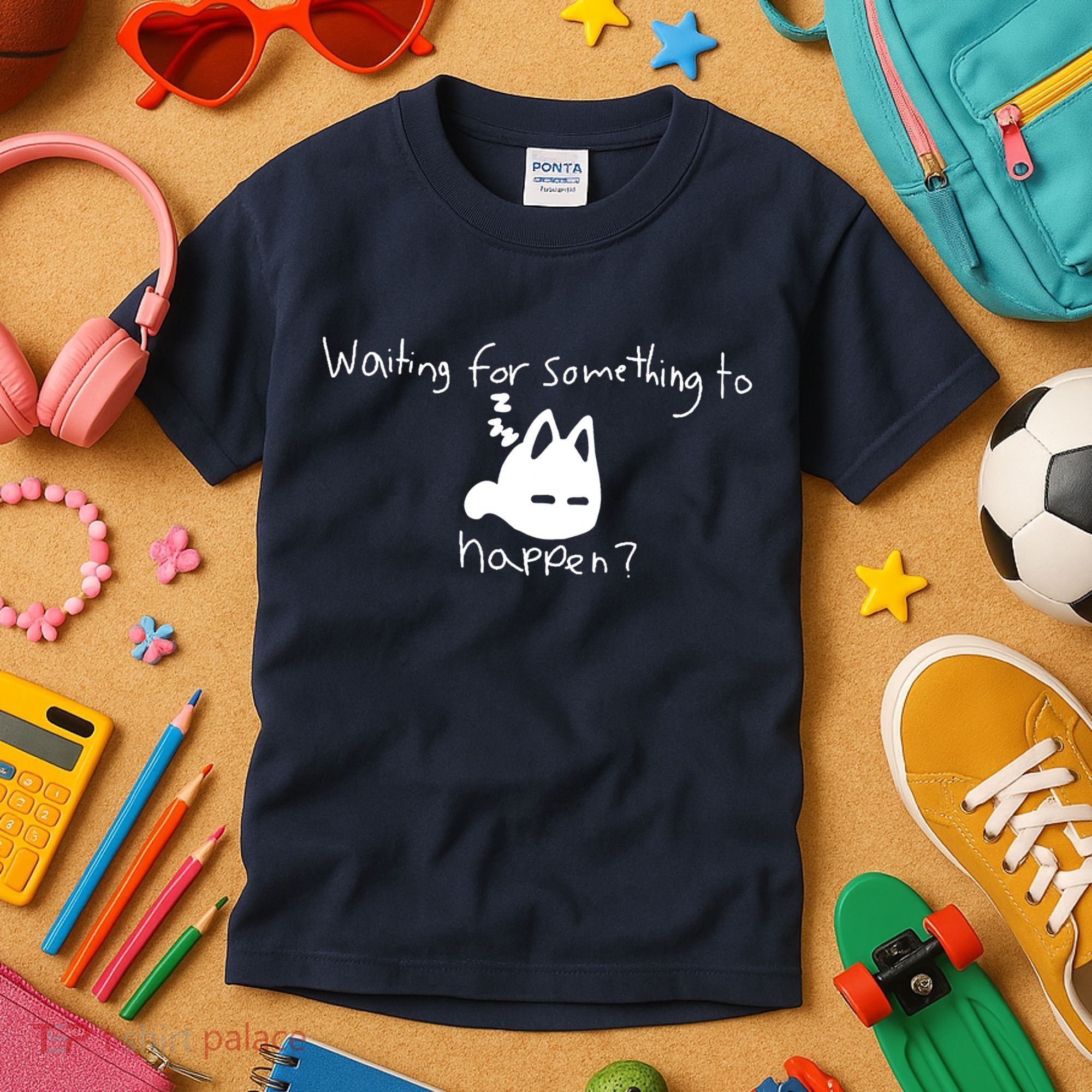 Cat Lover Waiting For Something To Happen Omori Cat Inspired Kids T-Shirt