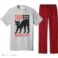 Cat Lovers Will Relate To Nine Lives None Left Humor Pajama Set thumb 0
