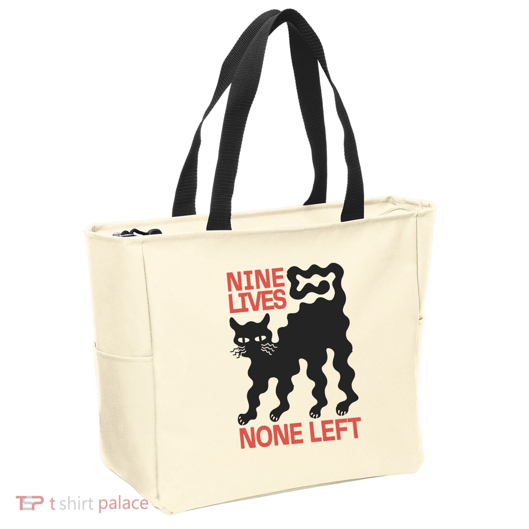 Cat Lovers Will Relate To Nine Lives None Left Humor Tote Bag