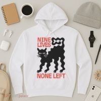 Cat Lovers Will Relate To Nine Lives None Left Humor Hoodie thumb 3