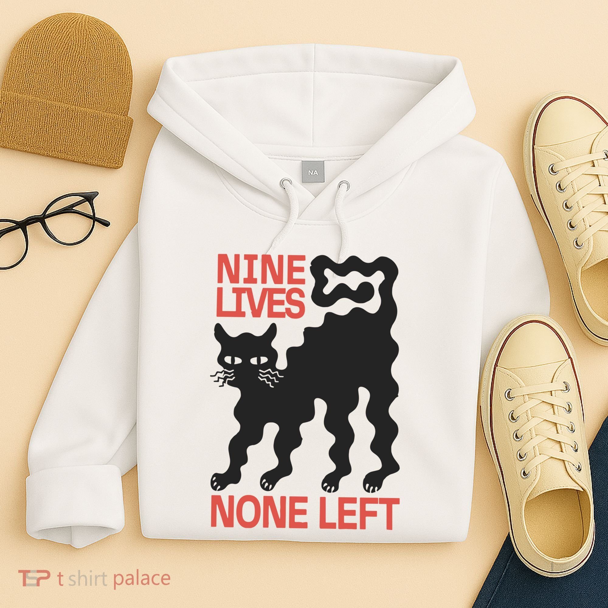 Cat Lovers Will Relate To Nine Lives None Left Humor Hoodie