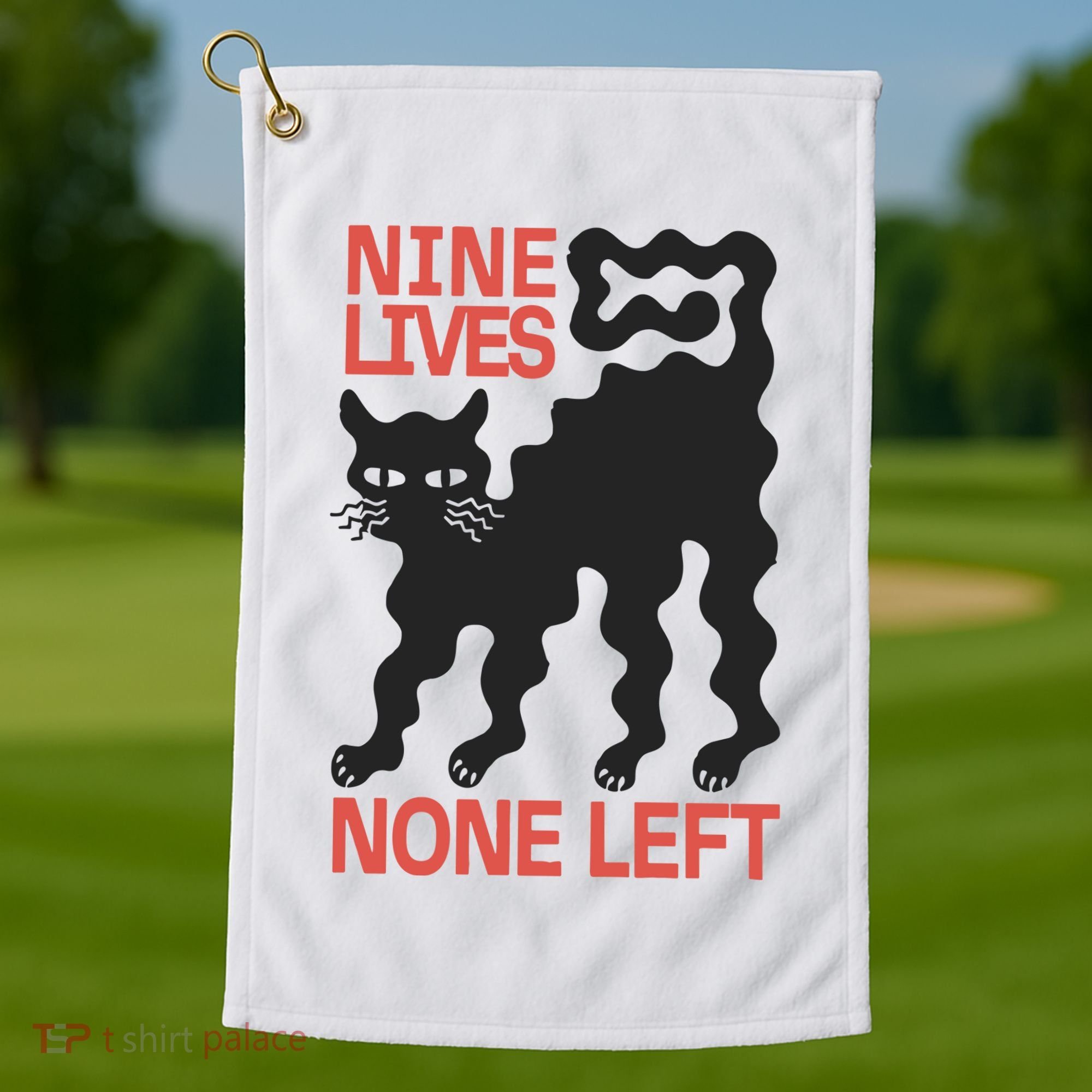 Cat Lovers Will Relate To Nine Lives None Left Humor Golf Towel
