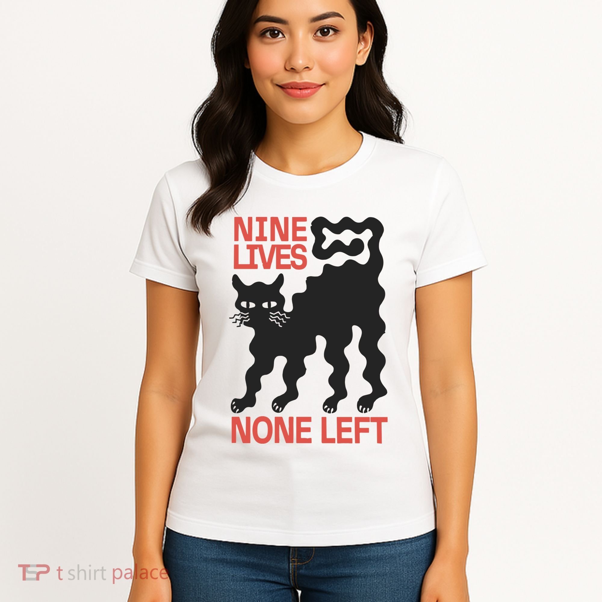 Cat Lovers Will Relate To Nine Lives None Left Humor Women's T-Shirt
