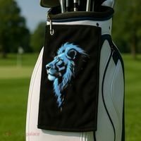 Cool Lion With Blue Eyes Gift Golf Towel thumb 2