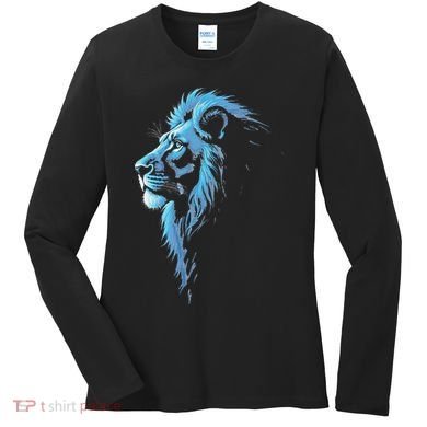 Cool Lion With Blue Eyes Gift Women's Long Sleeve Shirt