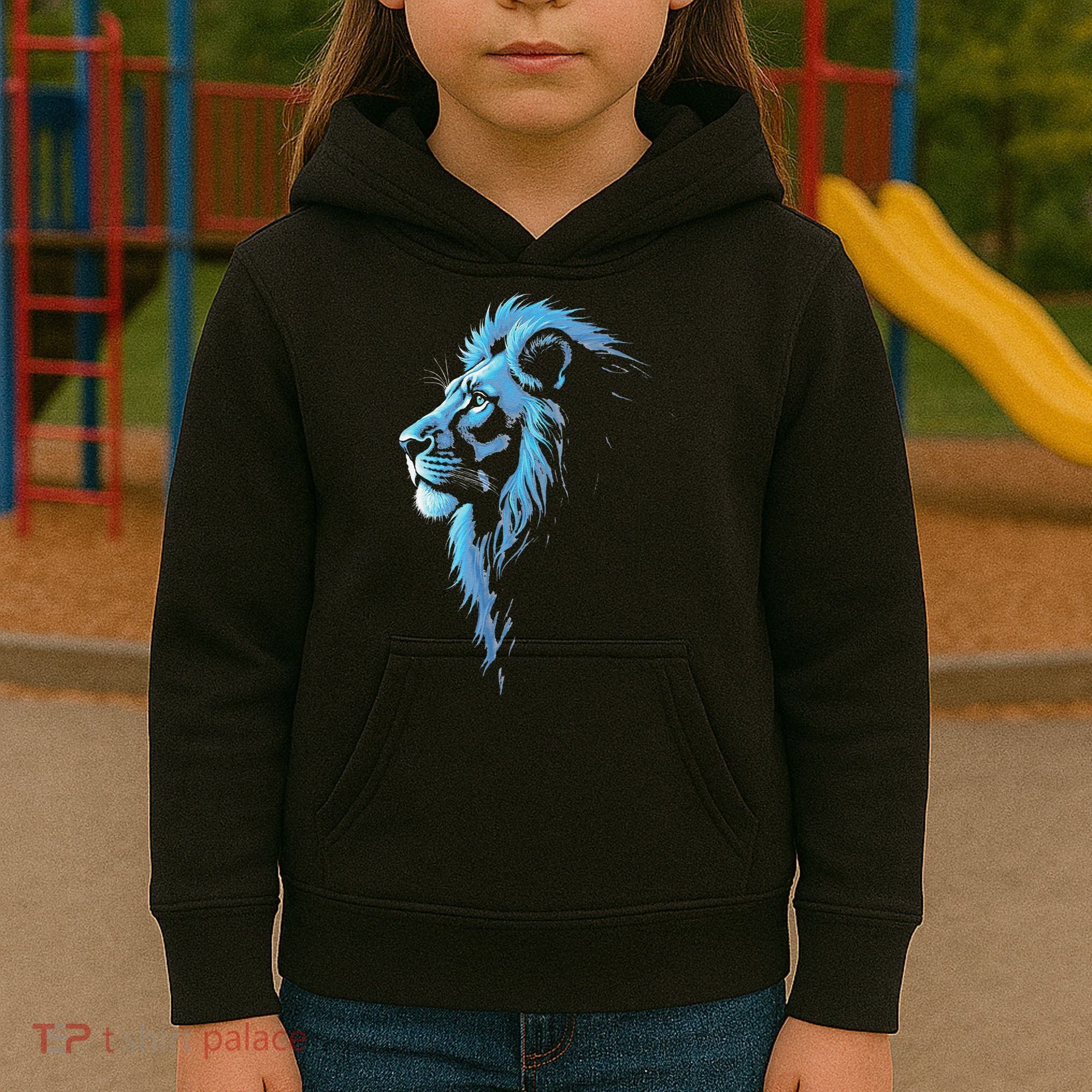 Cool Lion With Blue Eyes Gift Kids Hoodie