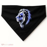 Cool Lion With Blue Eyes Lions USA-Made Doggie Bandana thumb 0