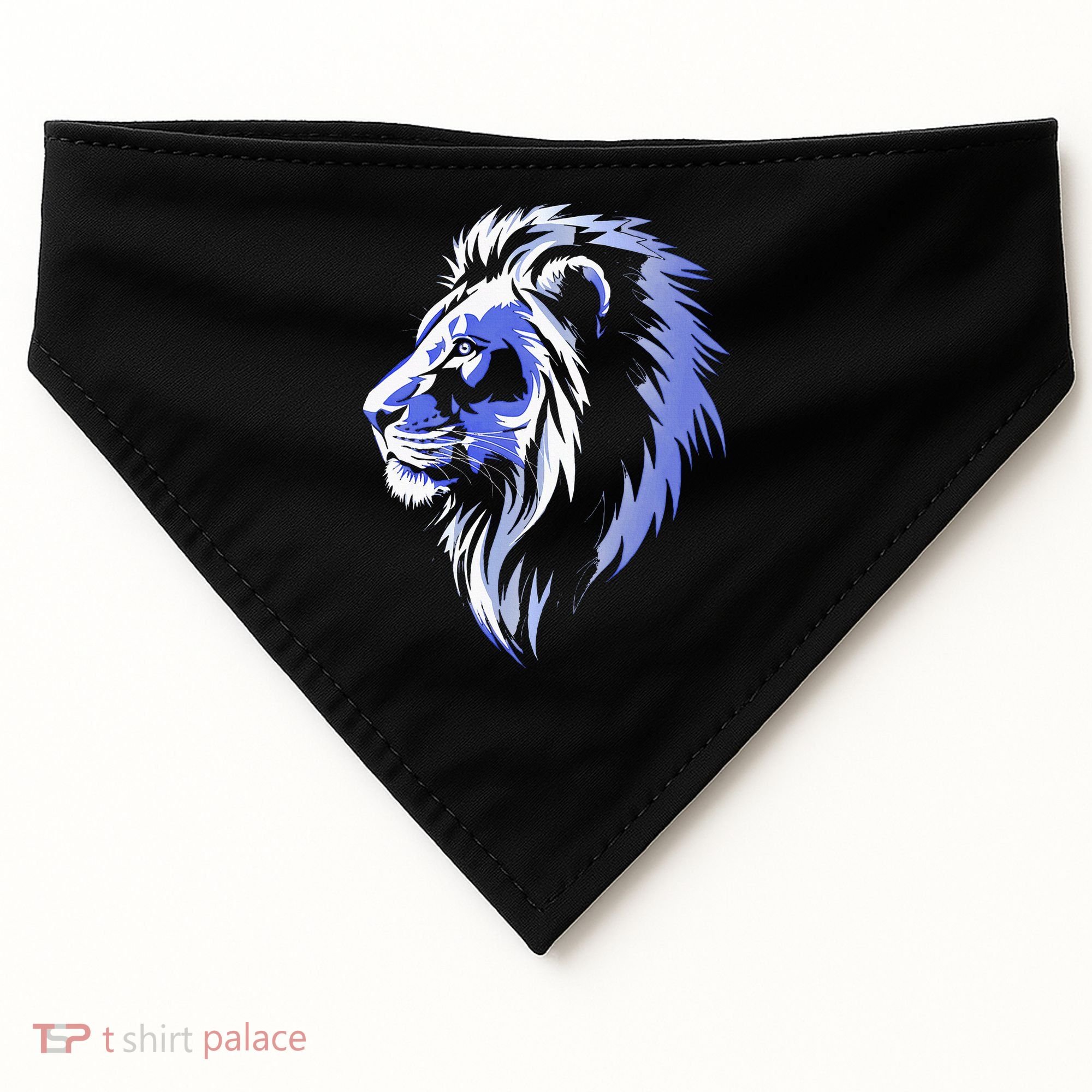 Cool Lion With Blue Eyes Lions USA-Made Doggie Bandana