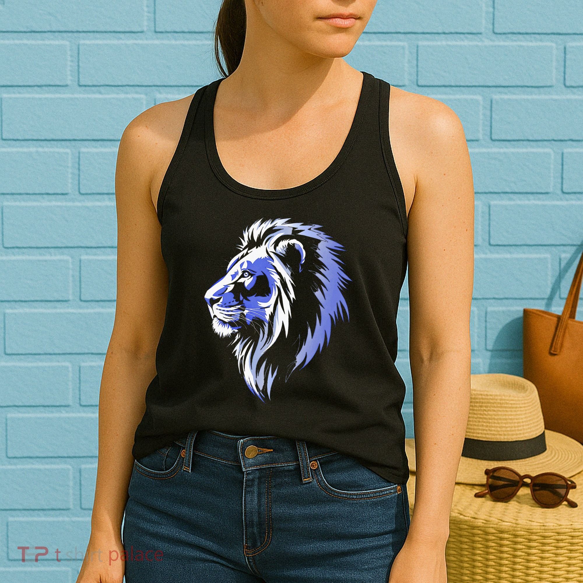 Cool Lion With Blue Eyes Lions Women's Tank Top