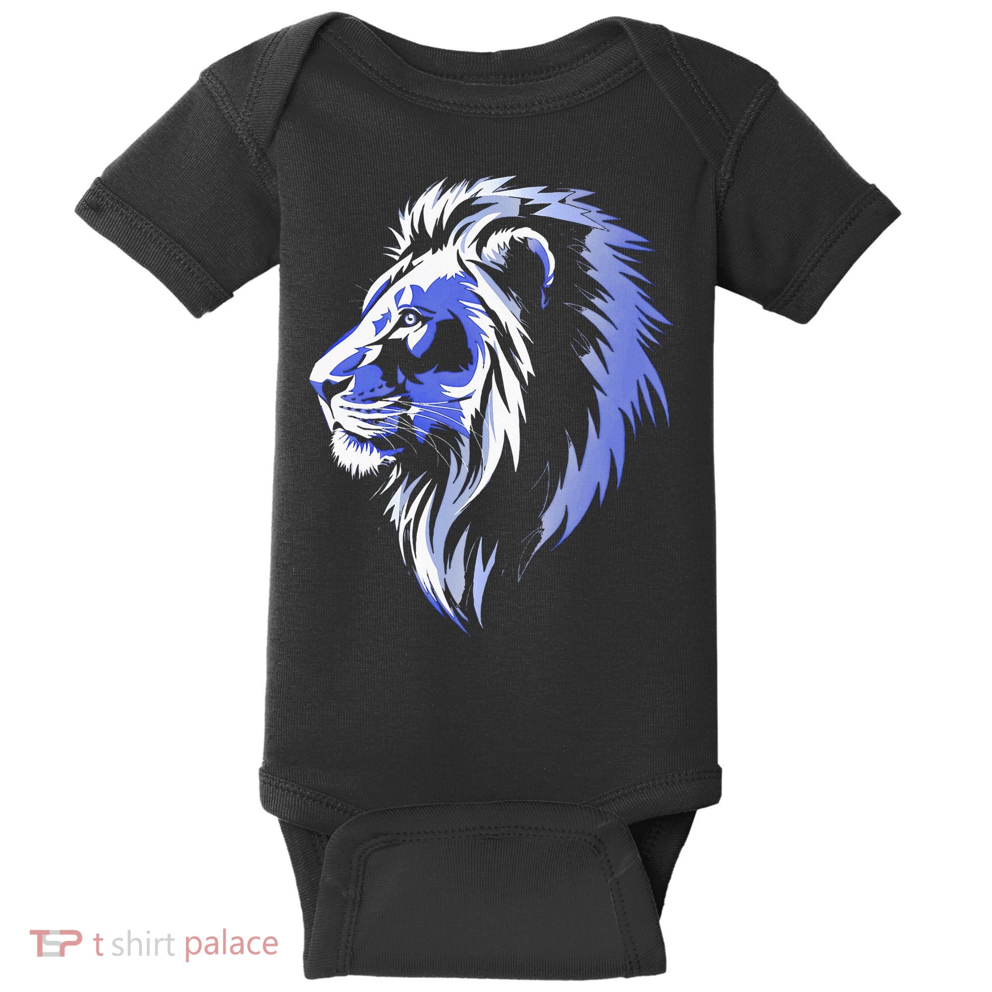 Cool Lion With Blue Eyes Lions Baby Bodysuit