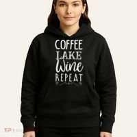 Coffee Lake Wine Repeat, Coffee Lover Lake Summer Hoodie thumb 5