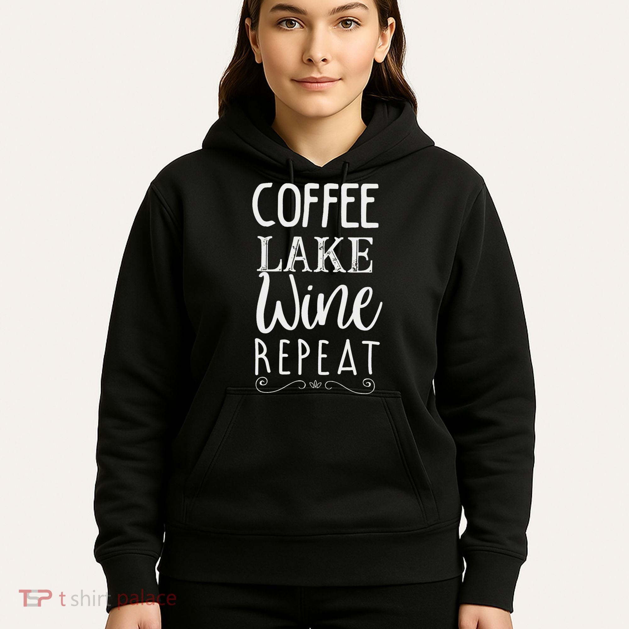 Coffee Lake Wine Repeat, Coffee Lover Lake Summer Hoodie