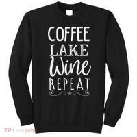 Coffee Lake Wine Repeat, Coffee Lover Lake Summer Sweatshirt thumb 0