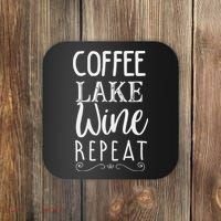 Coffee Lake Wine Repeat, Coffee Lover Lake Summer Coaster thumb 0