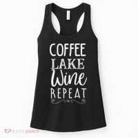 Coffee Lake Wine Repeat, Coffee Lover Lake Summer Women's Tank Top thumb 0