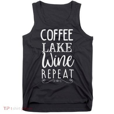Coffee Lake Wine Repeat, Coffee Lover Lake Summer Tank Top