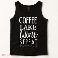 Coffee Lake Wine Repeat, Coffee Lover Lake Summer Tank Top thumb 2