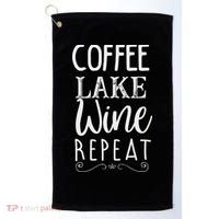 Coffee Lake Wine Repeat, Coffee Lover Lake Summer Golf Towel thumb 0