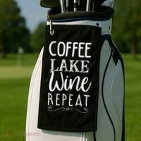 Coffee Lake Wine Repeat, Coffee Lover Lake Summer Golf Towel thumb 2