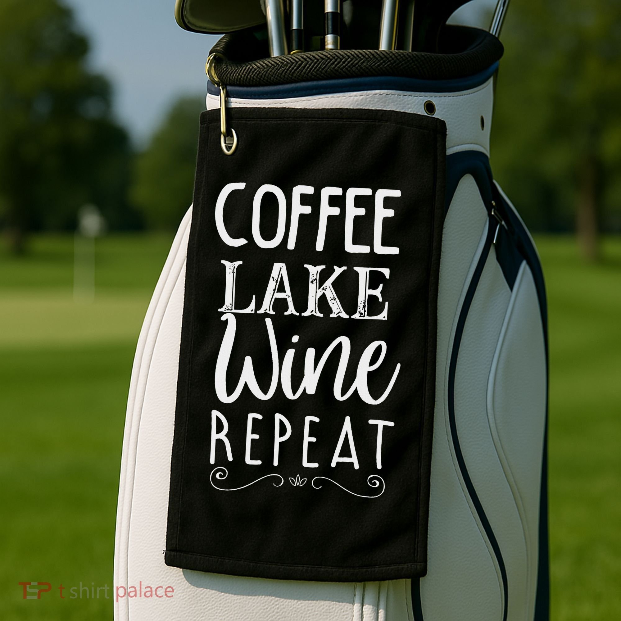 Coffee Lake Wine Repeat, Coffee Lover Lake Summer Golf Towel