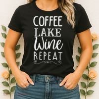 Coffee Lake Wine Repeat, Coffee Lover Lake Summer Women's T-Shirt thumb 2