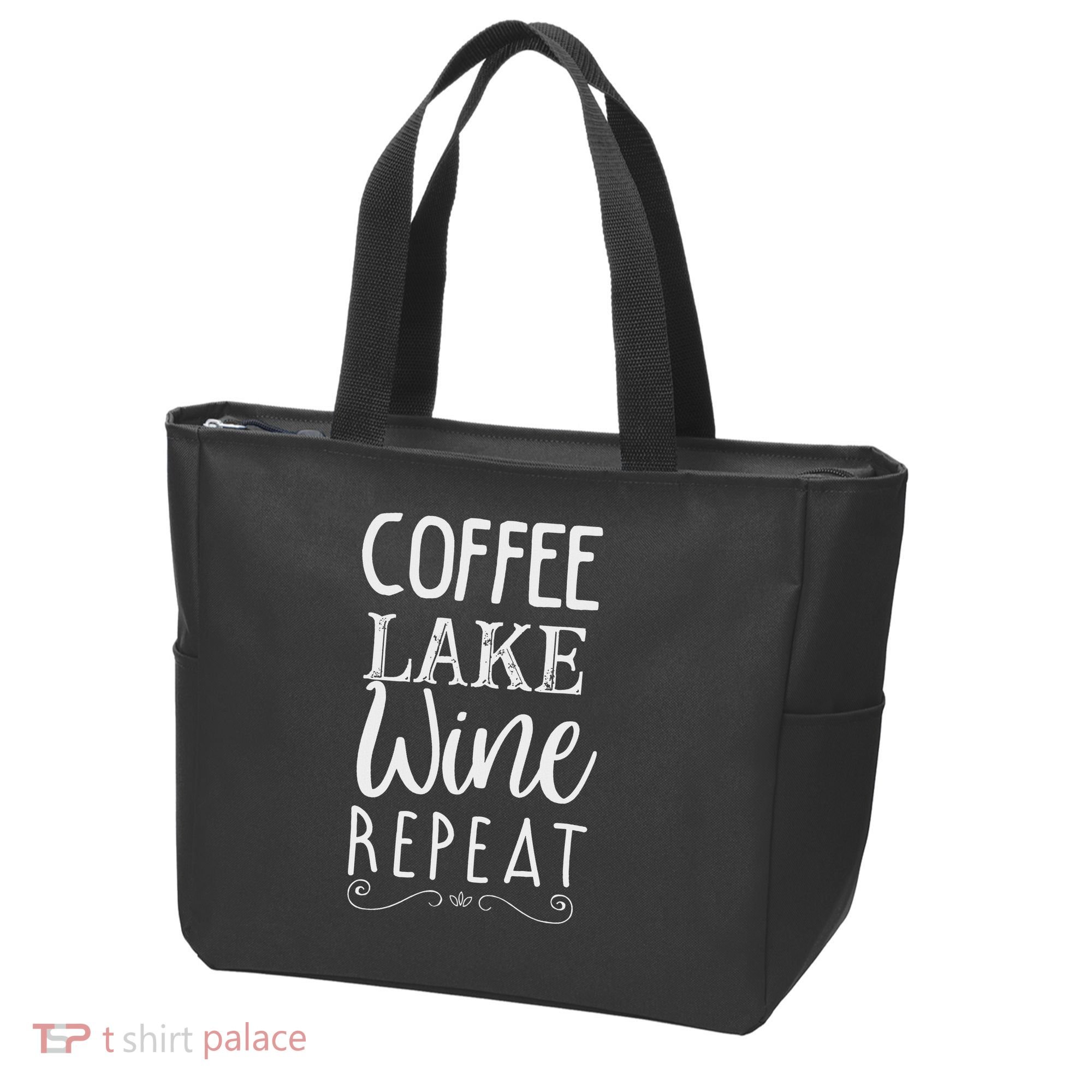 Coffee Lake Wine Repeat, Coffee Lover Lake Summer Tote Bag