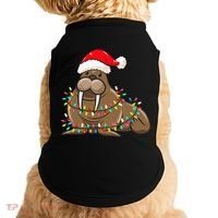 Christmas Lights Walrus Wearing Xmas Hat Walrus Lover Doggie Tank thumb 0