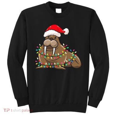 Christmas Lights Walrus Wearing Xmas Hat Walrus Lover Sweatshirt